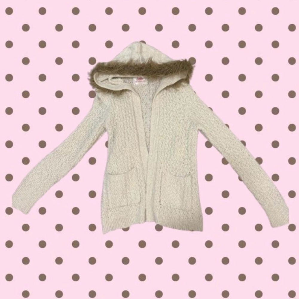 Cozy Cream faux fur Hooded Cardigan